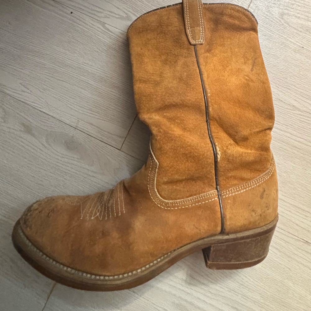 Tan Suede Cowboy Boots